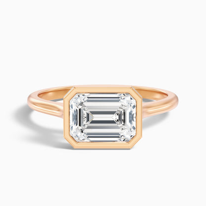Kelsey 1.5 Carat Emerald East West Bezel Moissanite Diamond Ring In 18k Yellow Gold