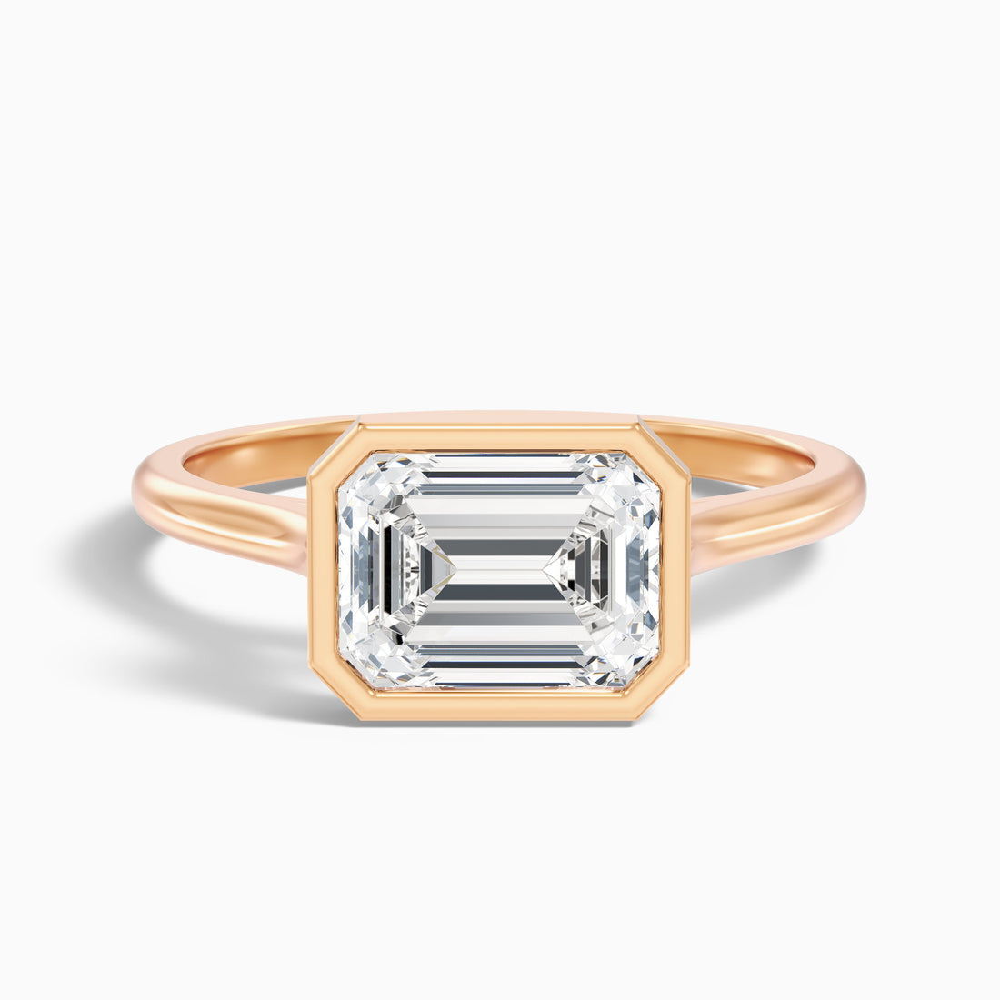 Briana 5 Carat Emerald East West Bezel Lab Grown Diamond Ring In 18k Rose Gold  DestGlow