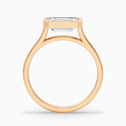 Kelsey 1 Carat Emerald East West Bezel Moissanite Diamond Ring In 18k Rose Gold