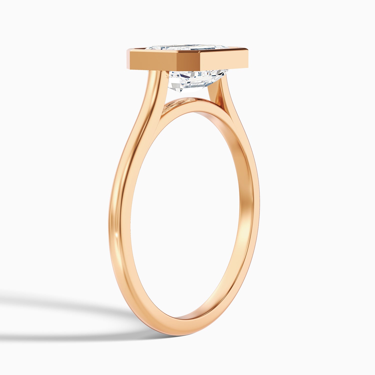 Briana 5 Carat Emerald East West Bezel Lab Grown Diamond Ring In 18k Rose Gold