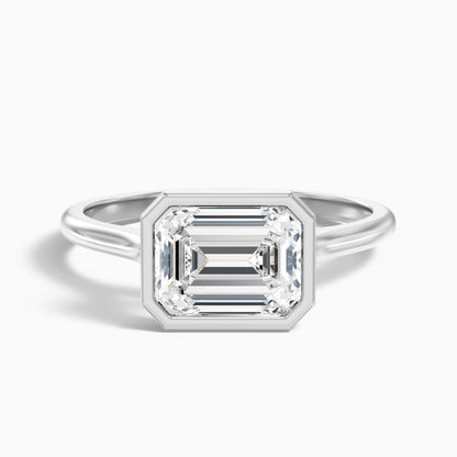 Briana 1 Carat Emerald East West Bezel Lab Grown Diamond Ring In 14k Rose Gold