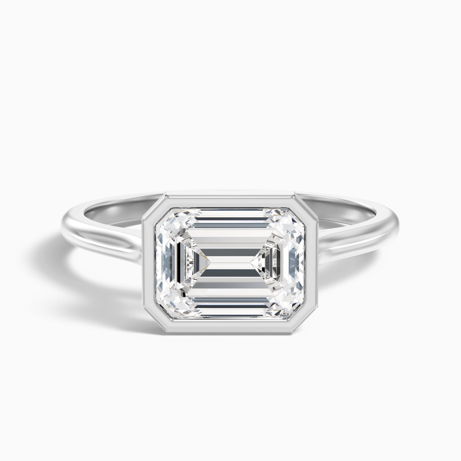 Briana 1.5 Carat Emerald East West Bezel Lab Grown Diamond Ring In 14k Rose Gold