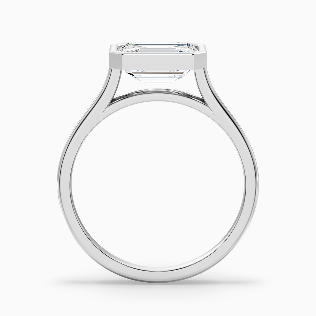Kelsey 2 Carat Emerald East West Bezel Moissanite Diamond Ring In 10k White Gold  DestGlow