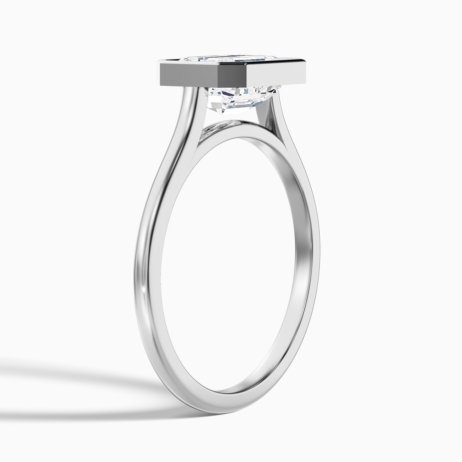 Briana 5 Carat Emerald East West Bezel Lab Grown Diamond Ring In 14k Rose Gold