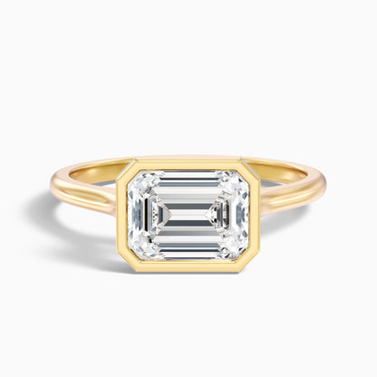Kelsey 1 Carat Emerald East West Bezel Moissanite Diamond Ring In 18k White Gold
