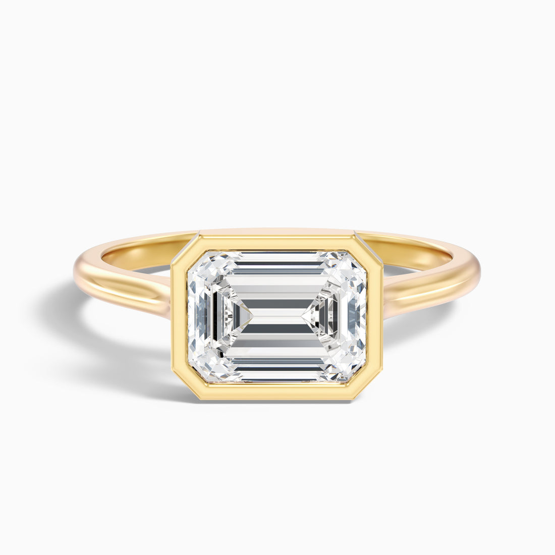 Briana 4.5 Carat Emerald East West Bezel Lab Grown Diamond Ring In 10k Yellow Gold  DestGlow