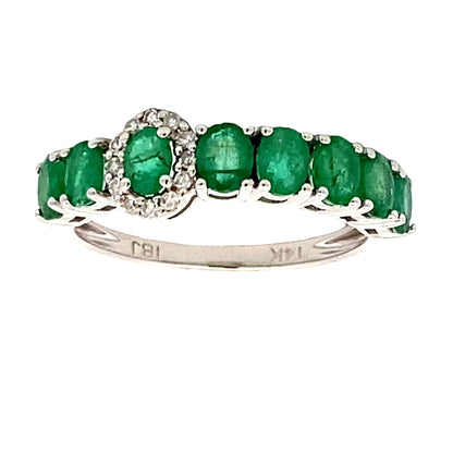 Emerald Diamond Fashion band rings 14KT White Gold by Bids.com