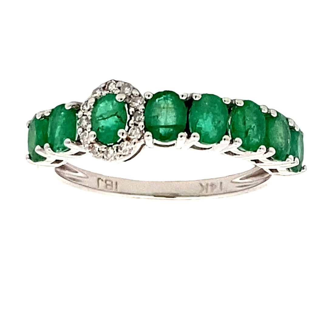 Emerald Diamond Fashion band rings 14KT White Gold by Bids.com