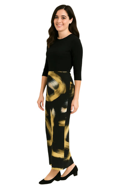 Printed Long Maxi Pencil Skirt in Lightweight Stretch Fabric by Kosher Casual USA