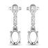 0.14 Carat Genuine White Diamond 14K White Gold Semi Mount Earrings - holds 7x5mm Oval Gemstones by Bids.com