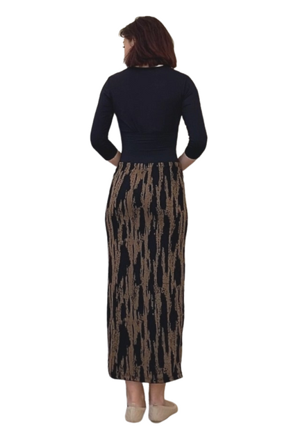 Long Printed Stretch Maxi Pencil Skirt by Kosher Casual USA