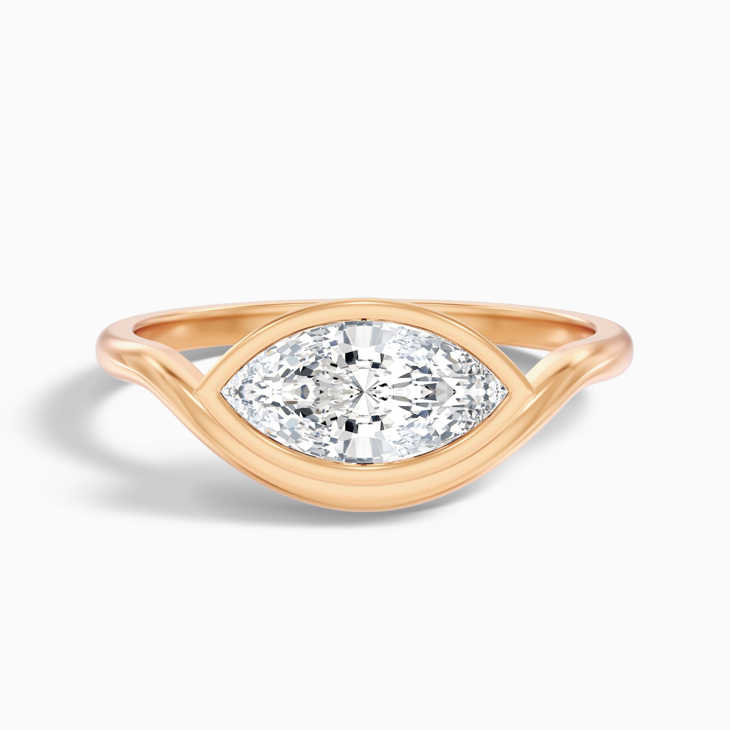 Briana 3.5 Carat Marquise East West Bezel Moissanite Diamond Ring In 18k Yellow Gold