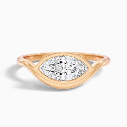 Kelsey 4.5 Carat Marquise East West Bezel Lab Grown Diamond Ring In 18k Yellow Gold