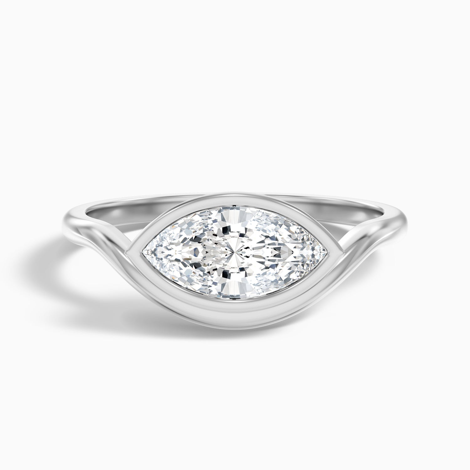 Briana 4 Carat Marquise East West Bezel Moissanite Diamond Ring In 10k Yellow Gold