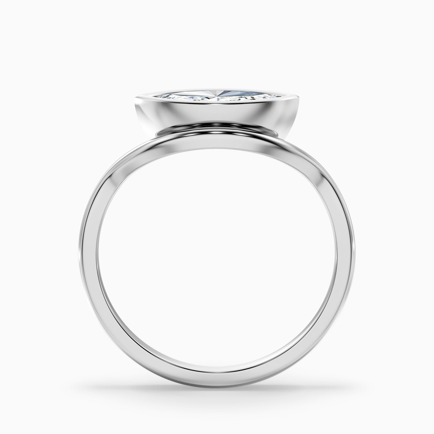 Briana 1 Carat Marquise East West Bezel Moissanite Diamond Ring In 14k Rose Gold