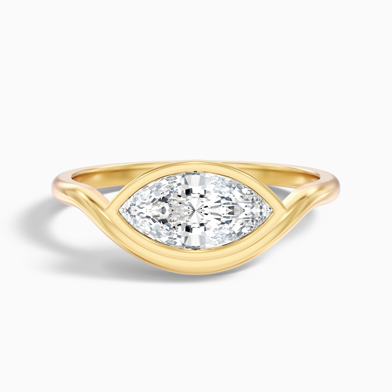 Briana 4.5 Carat Marquise East West Bezel Moissanite Diamond Ring In 10k Yellow Gold