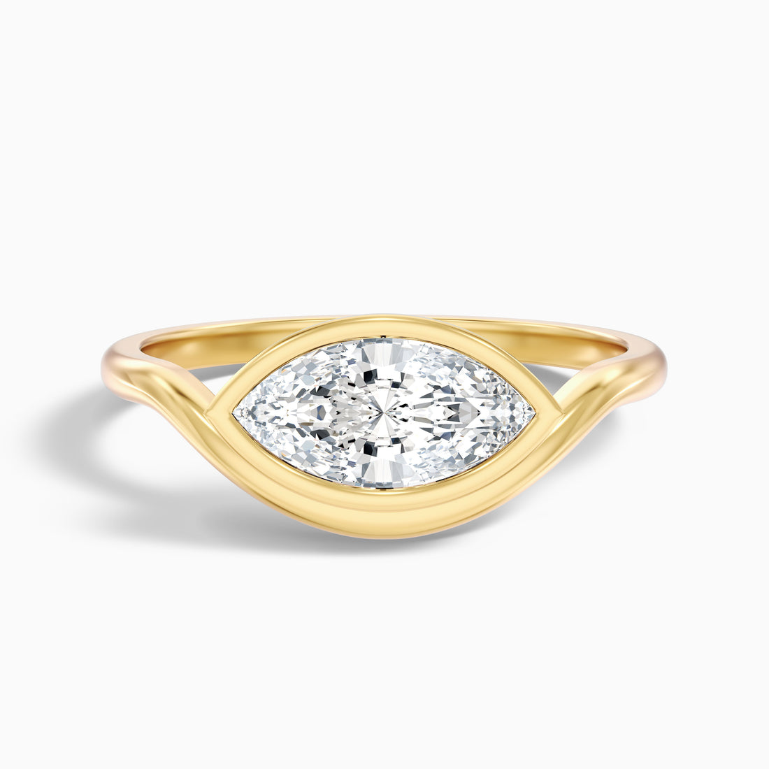 Briana 5 Carat Marquise East West Bezel Moissanite Diamond Ring In 18k Yellow Gold  DestGlow
