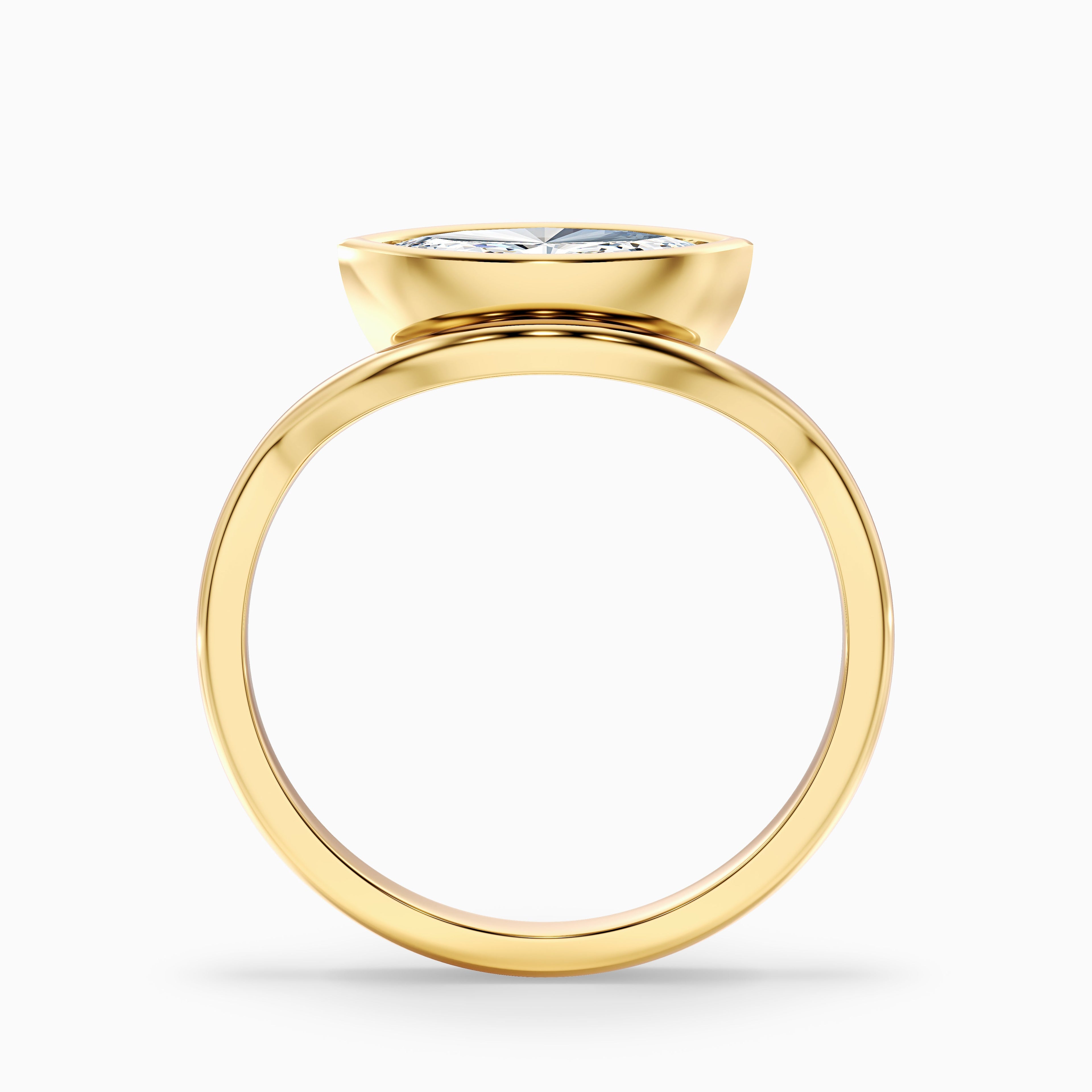 Briana 3.5 Carat Marquise East West Bezel Moissanite Diamond Ring In 14k Yellow Gold