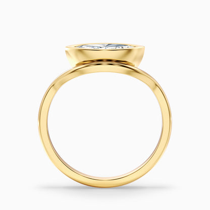 Briana 3.5 Carat Marquise East West Bezel Moissanite Diamond Ring In 14k Yellow Gold