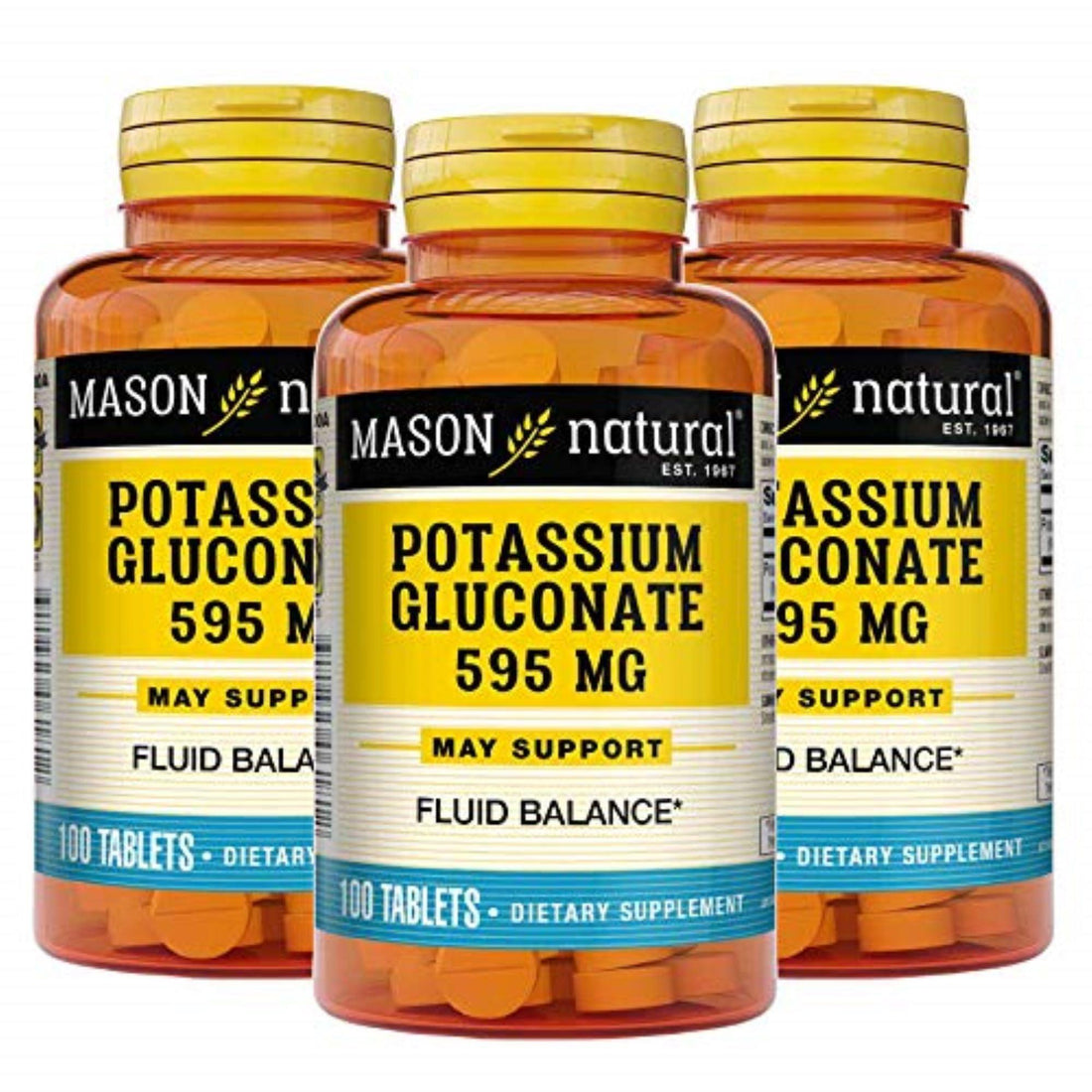 Mason Natural Potassium Gluconate, 595 Mg, 100 Tablets by Pasteur Pharmacy