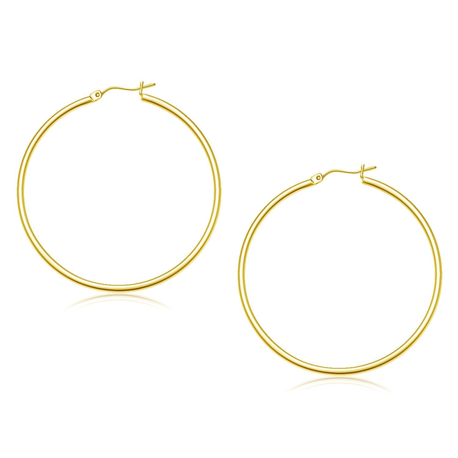 14k Yellow Gold Polished Hoop Earrings (45 mm)  DestGlow