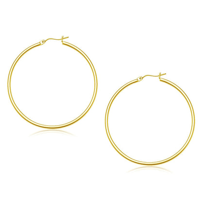 14k Yellow Gold Polished Hoop Earrings (45 mm)  DestGlow