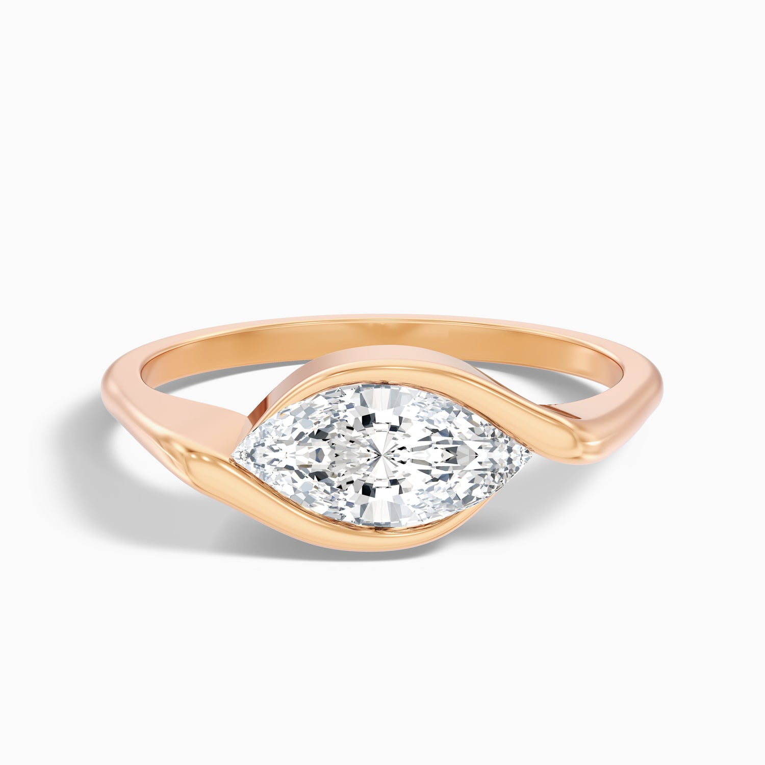 Alina 2.5 Carat Marquise East West Half Bezel Lab Grown Diamond Ring In 14k Rose Gold