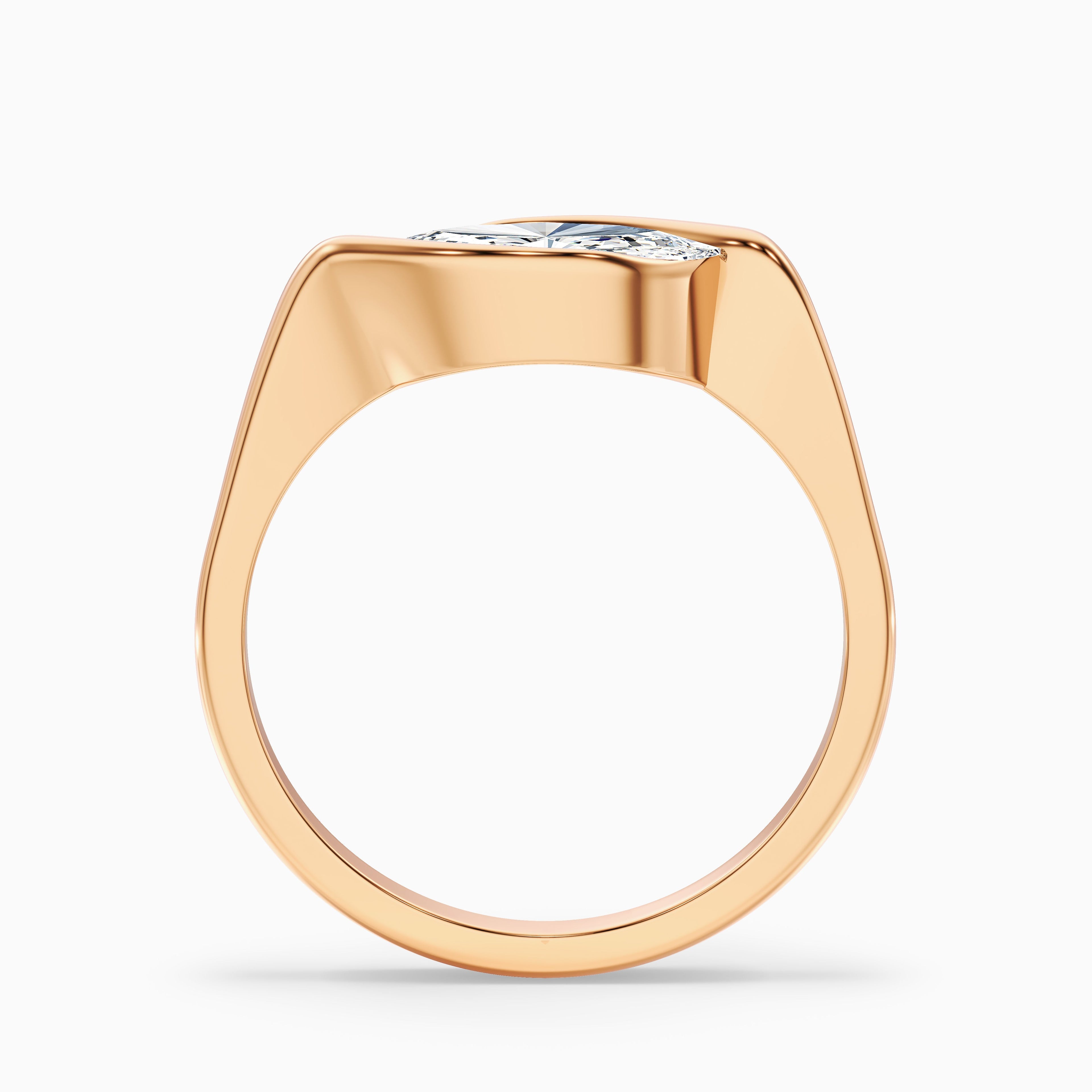 Sydney 2.5 Carat Marquise East West Half Bezel Moissanite Diamond Ring In 18k Yellow Gold