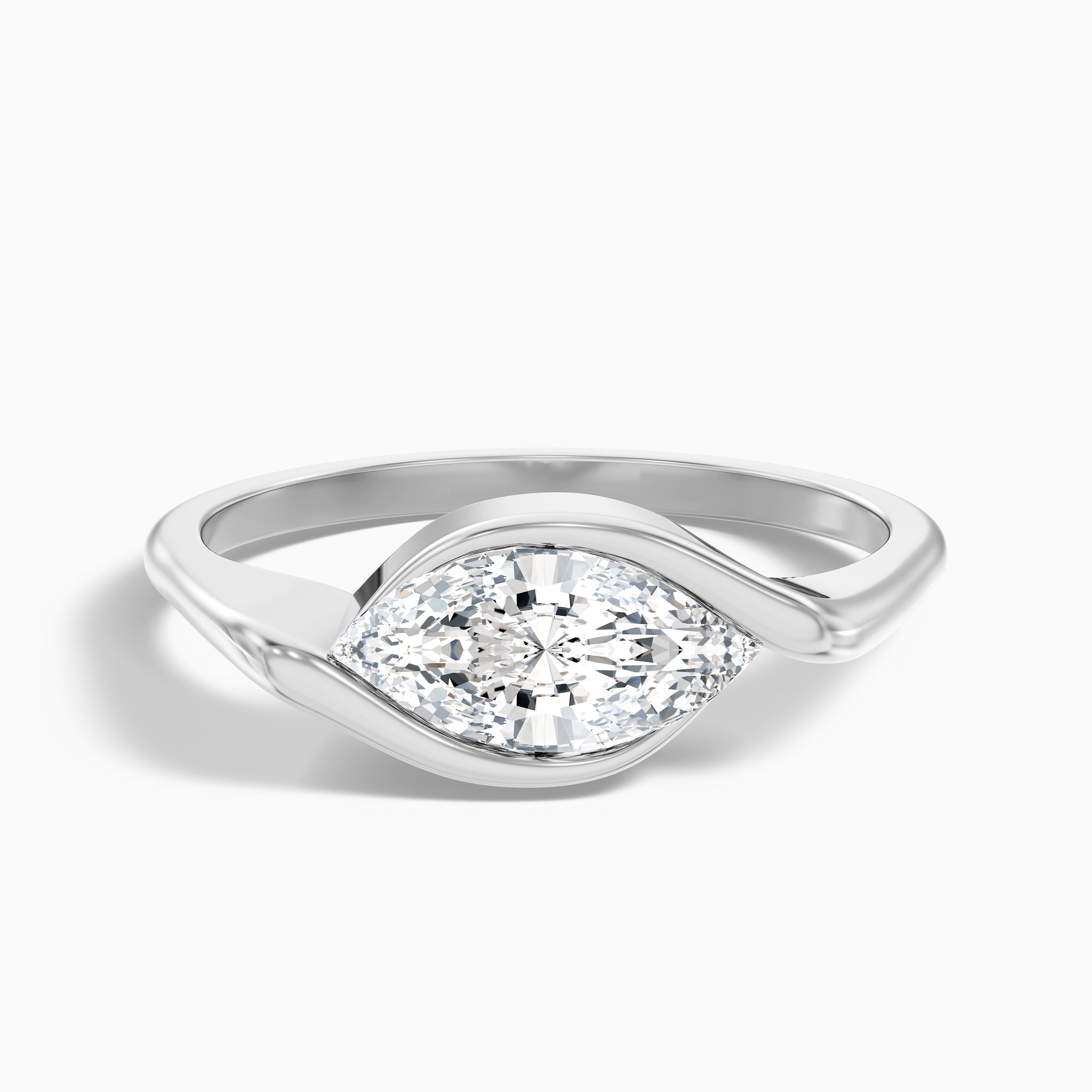 Sydney 1.5 Carat Marquise East West Half Bezel Moissanite Diamond Ring In 14k Rose Gold