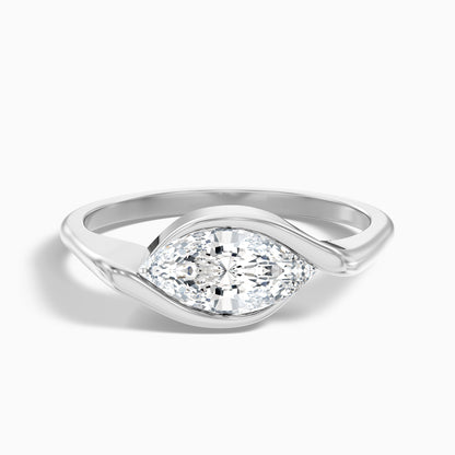 Sydney 1 Carat Marquise East West Half Bezel Moissanite Diamond Ring In 14k Yellow Gold