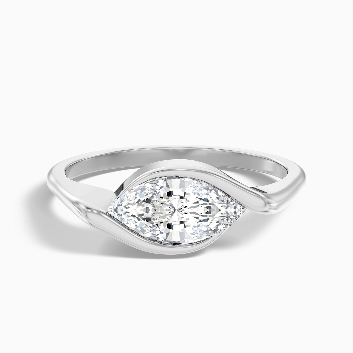 Alina 3 Carat Marquise East West Half Bezel Lab Grown Diamond Ring In 10k Yellow Gold