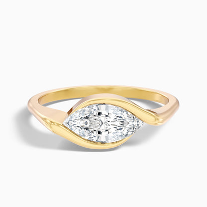 Sydney 3.5 Carat Marquise East West Half Bezel Moissanite Diamond Ring In 14k White Gold