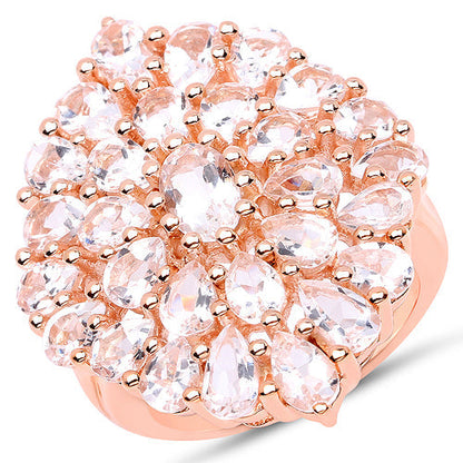 14K Rose Gold Plated 4.55 Carat Genuine Morganite .925 Sterling Silver Ring  DestGlow