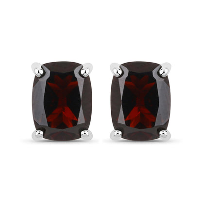 18K White Gold Plated 3.50 Carat Genuine Garnet .925 Sterling Silver Earrings by Bids.com