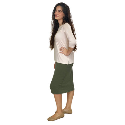 Soft Sweater Knit Mid-Calf Pencil Skirt by Kosher Casual USA
