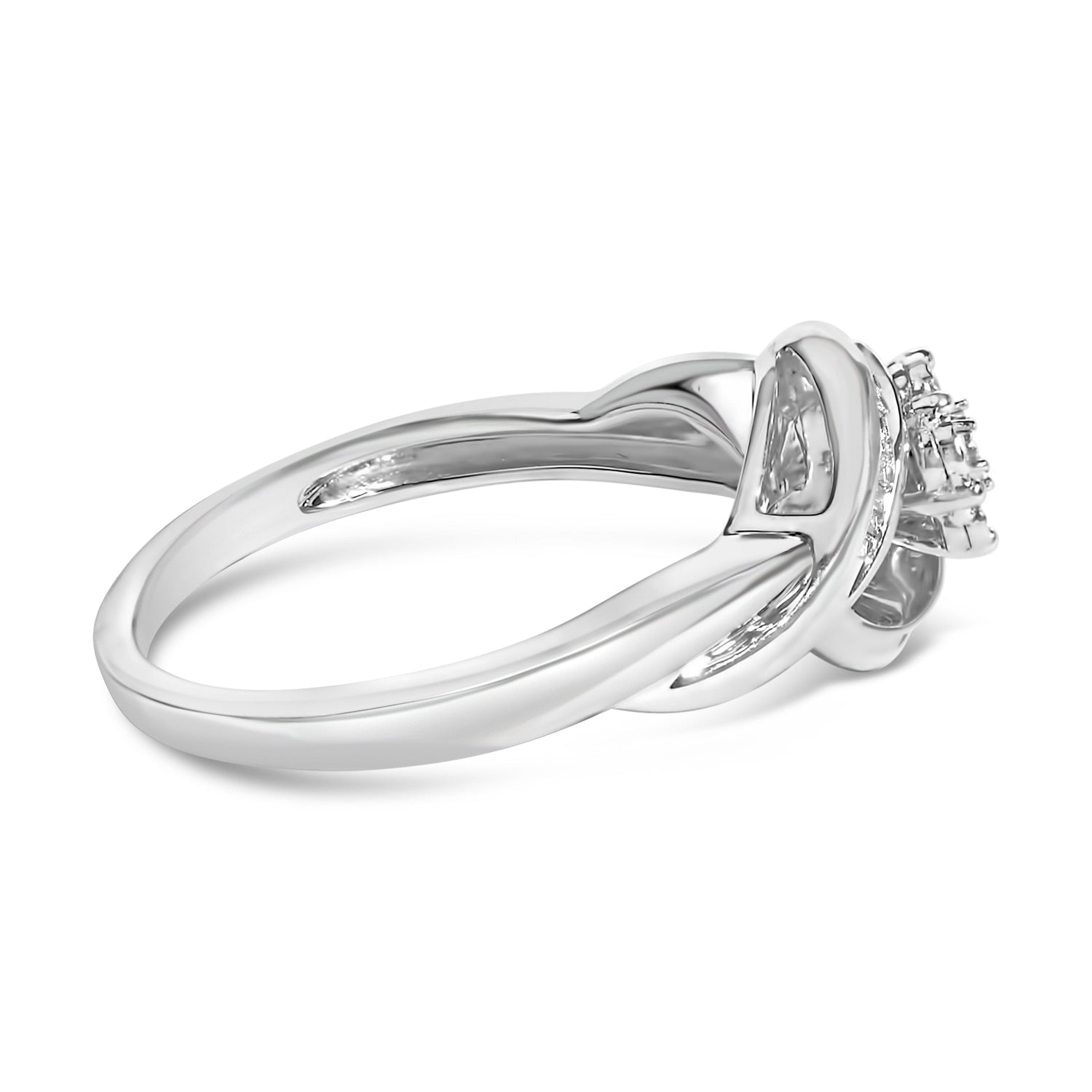 Sterling Silver 1/10 Cttw Diamond Bypass Cluster Ring by Bids.com