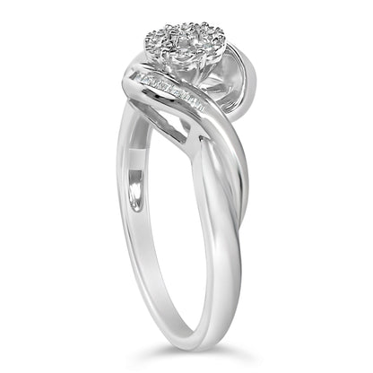 Sterling Silver 1/10 Cttw Diamond Bypass Cluster Ring by Bids.com