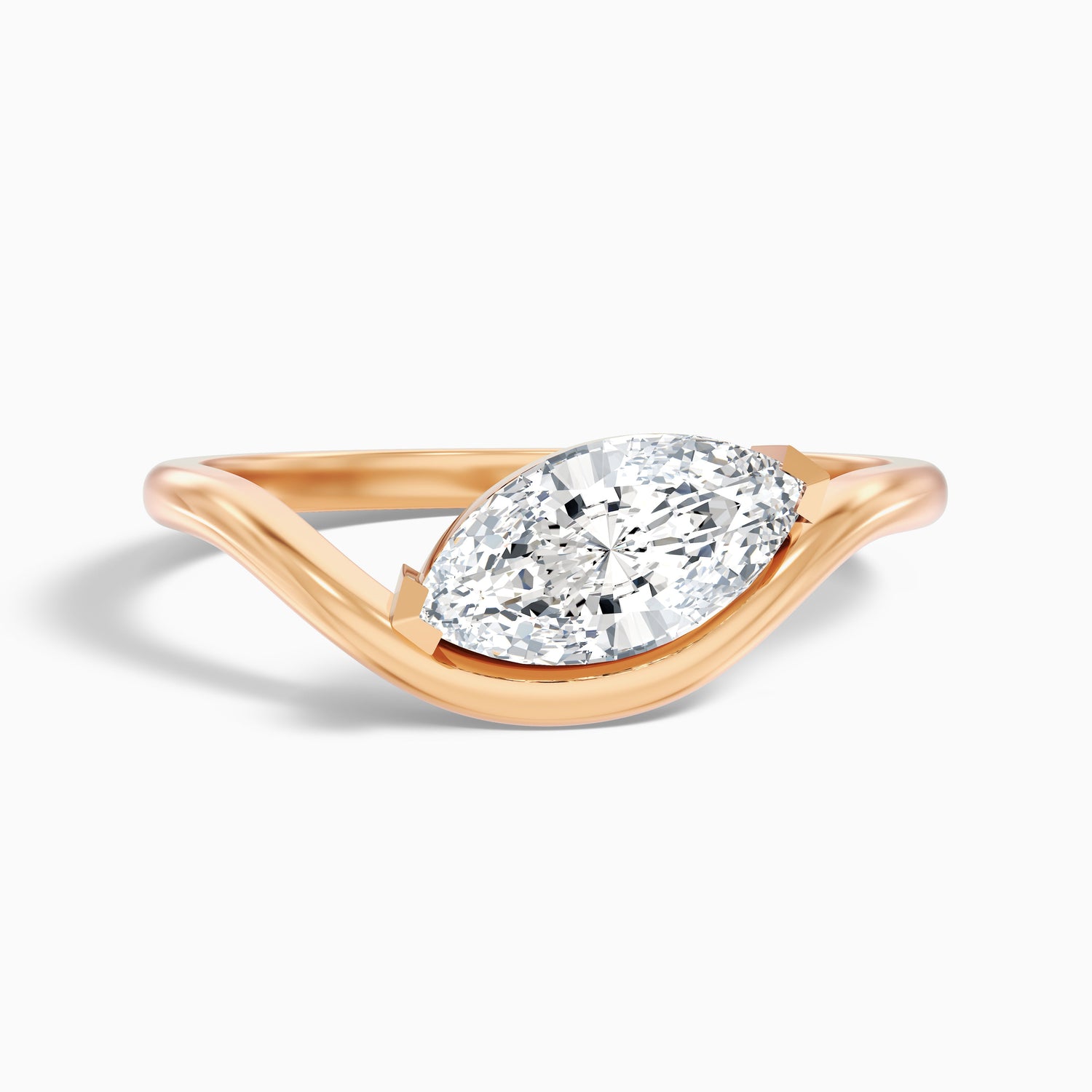Gleny 5.5 Carat Marquise Cut East West Moissanite Diamond Ring in 14k Yellow Gold