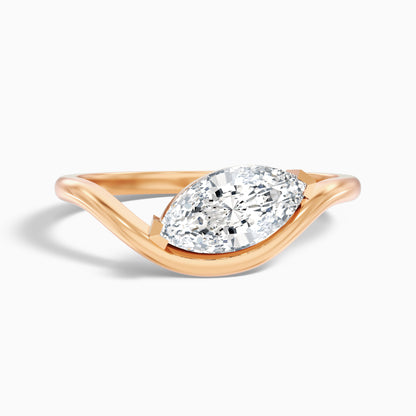 Gleny 3.5 Carat Marquise Cut East West Moissanite Diamond Ring in 14k Yellow Gold