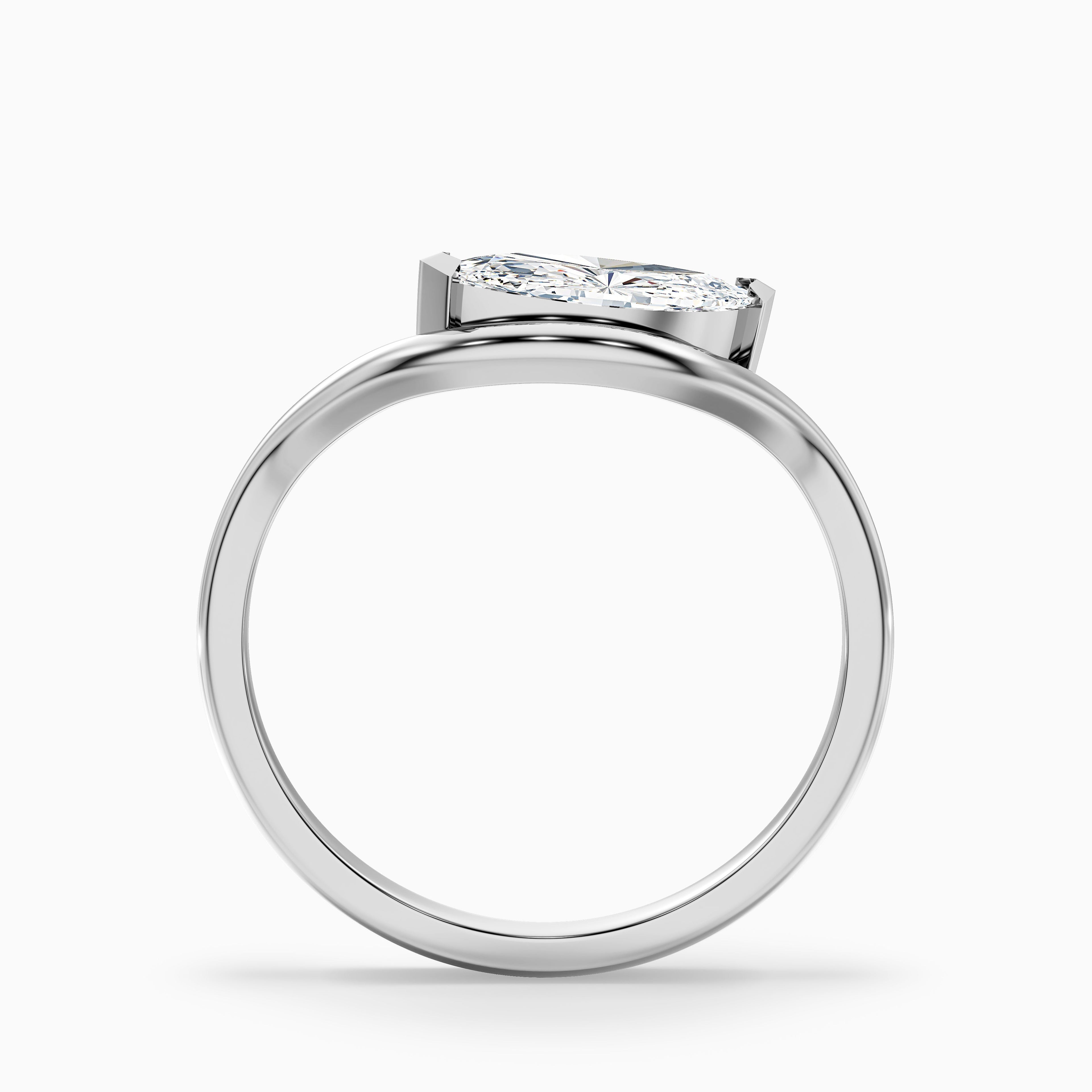 Elise 2 Carat Marquise Cut East West Lab Grown Diamond Ring in 10k White Gold