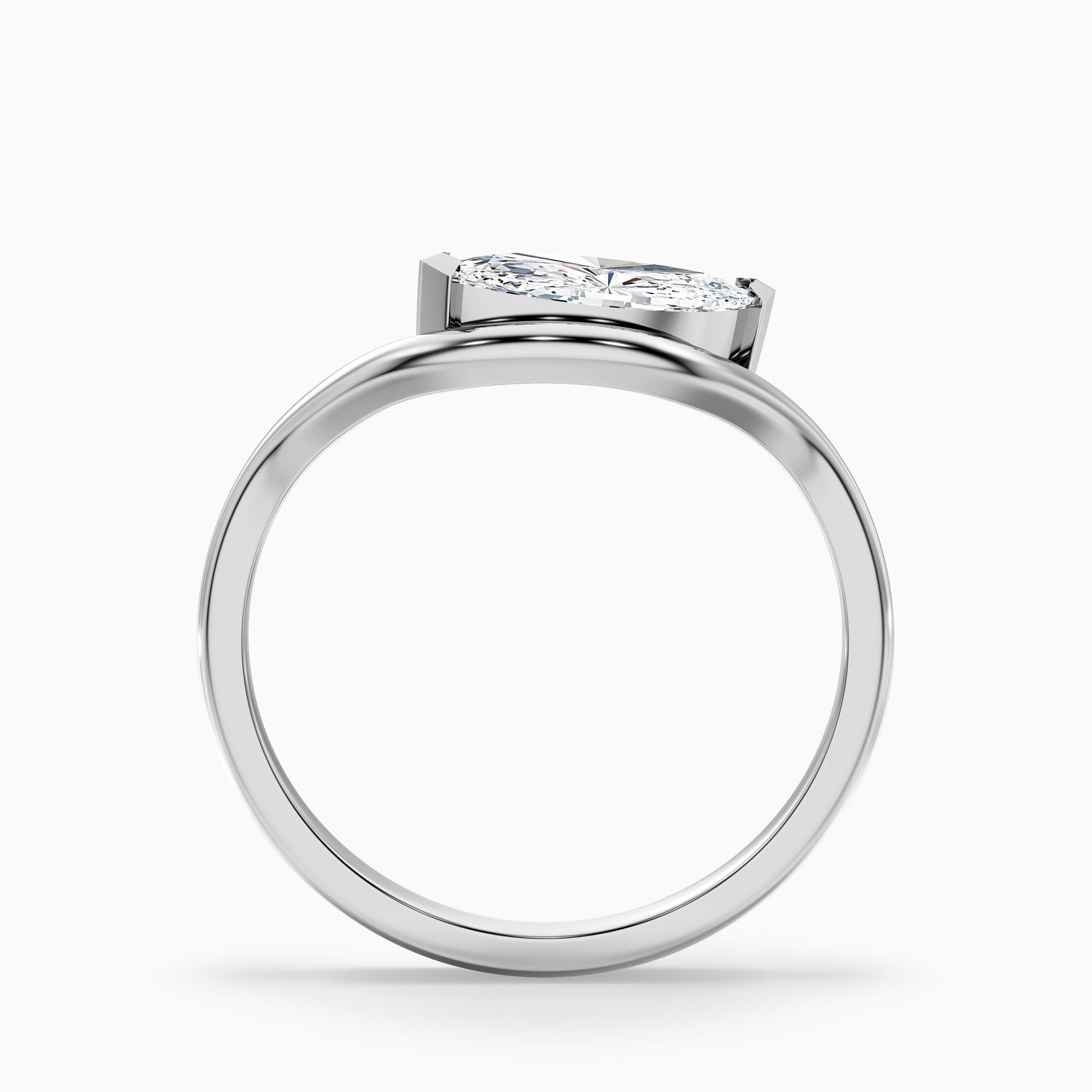 Gleny 3 Carat Marquise Cut East West Moissanite Diamond Ring in Platinum