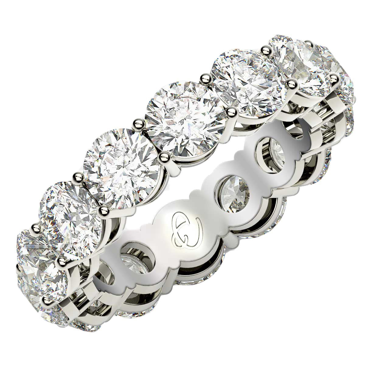 Round Cut Lab Grown Diamond Eternity Ring in 14k White Gold (6 cttw FG/VS2) by Bids.com