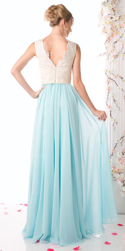 Cinderella Divine 1965 Sleeveless Dress V-Neck Embroidered Bodice by DiscountDressShop