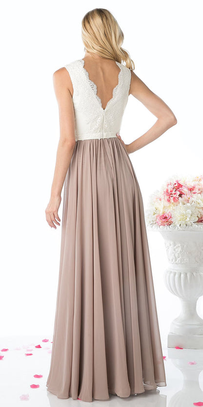 Cinderella Divine 1965 Sleeveless Dress V-Neck Embroidered Bodice by DiscountDressShop