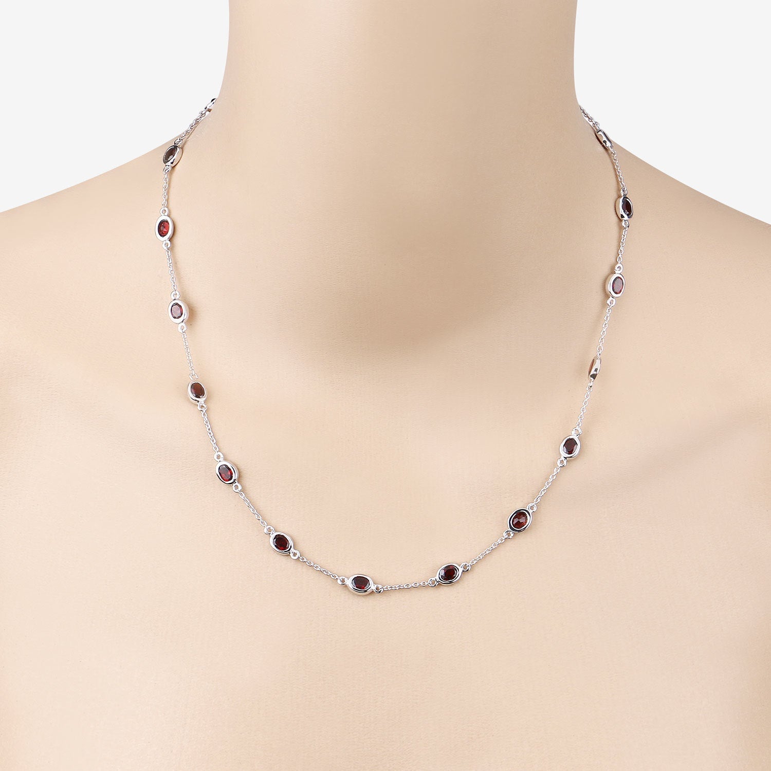 8.10 Carat Genuine Garnet .925 Sterling Silver Necklace by Bids.com