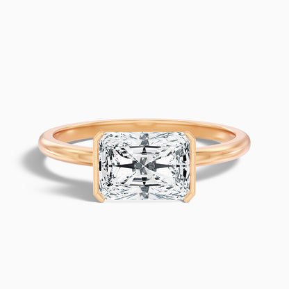 Jana 4 Carat Radiant Cut East West Half Bezel Lab Grown Diamond Ring in 18k Yellow Gold