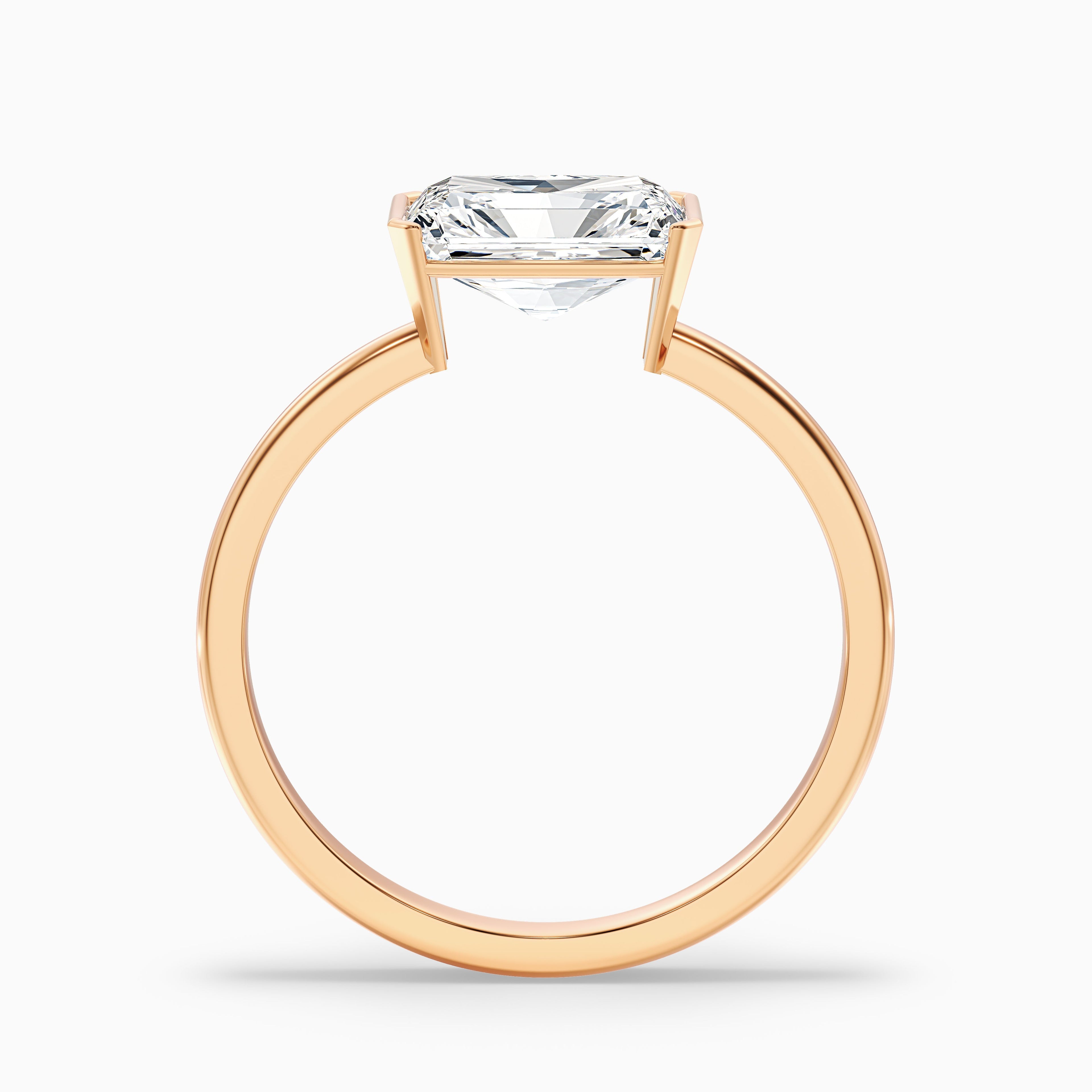 Jana 5 Carat Radiant Cut East West Half Bezel Lab Grown Diamond Ring in 14k Yellow Gold