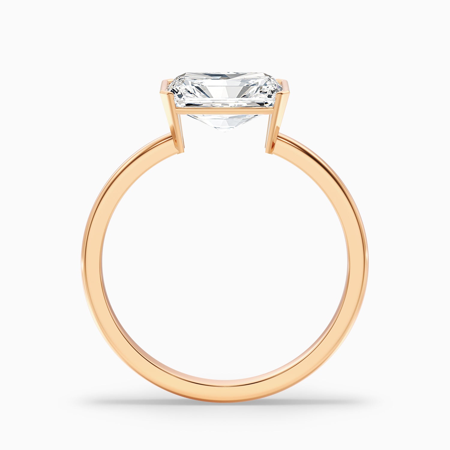 Celia 5.5 Carat Radiant Cut East West Half Bezel Moissanite Diamond Ring in 18k Yellow Gold