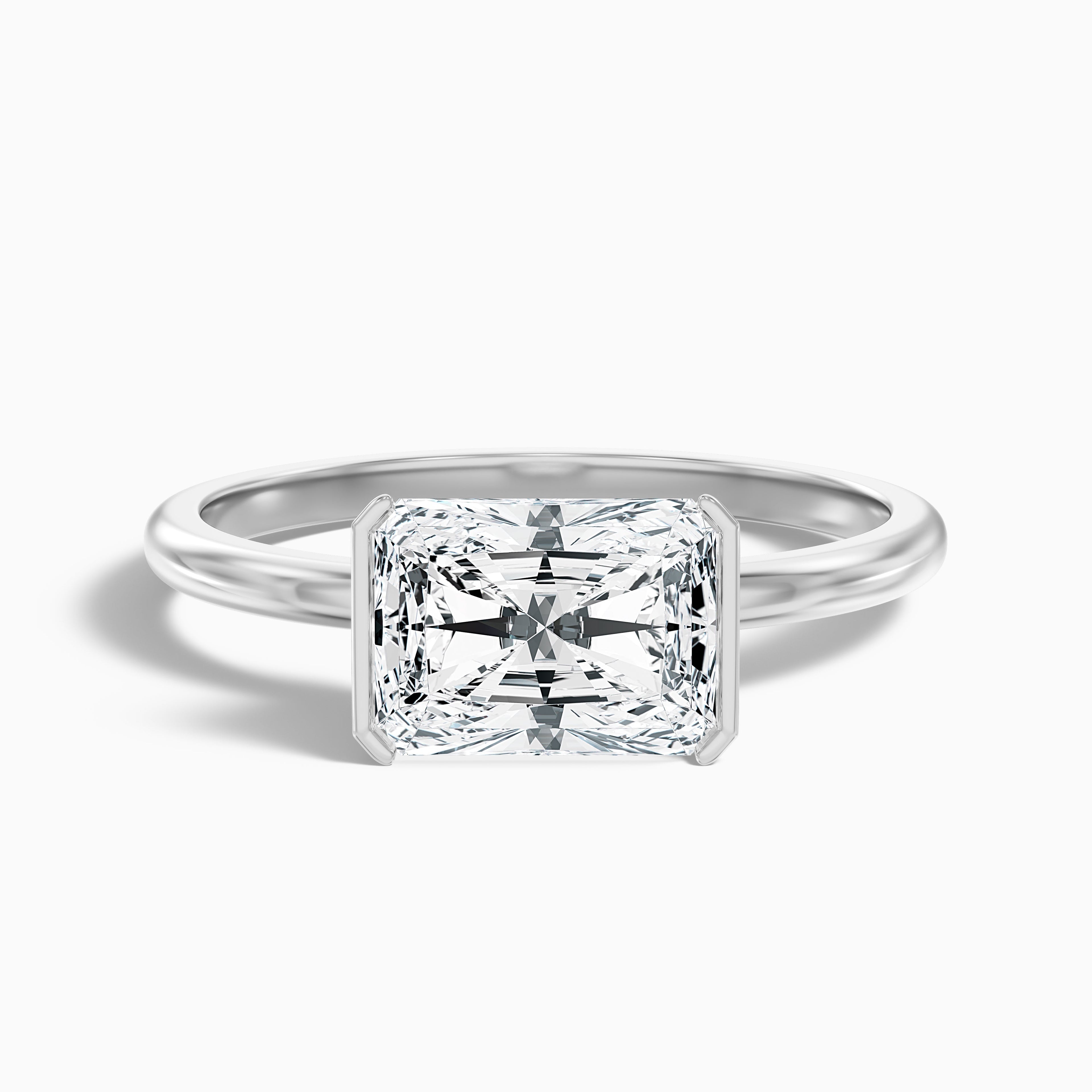 Jana 4.5 Carat Radiant Cut East West Half Bezel Lab Grown Diamond Ring in 18k Yellow Gold