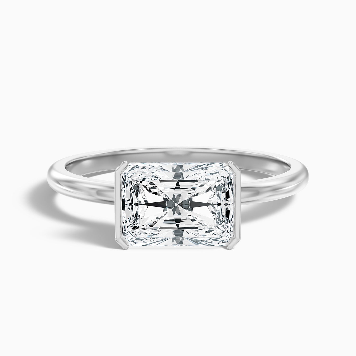 Jana 2.5 Carat Radiant Cut East West Half Bezel Lab Grown Diamond Ring in 14k Yellow Gold